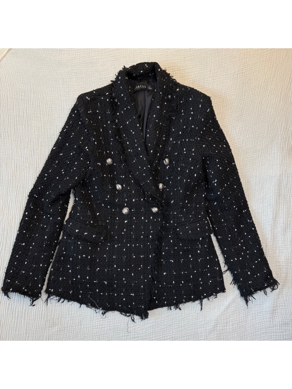 Lioness The Kendall Tweed Blazer Black White, size Small